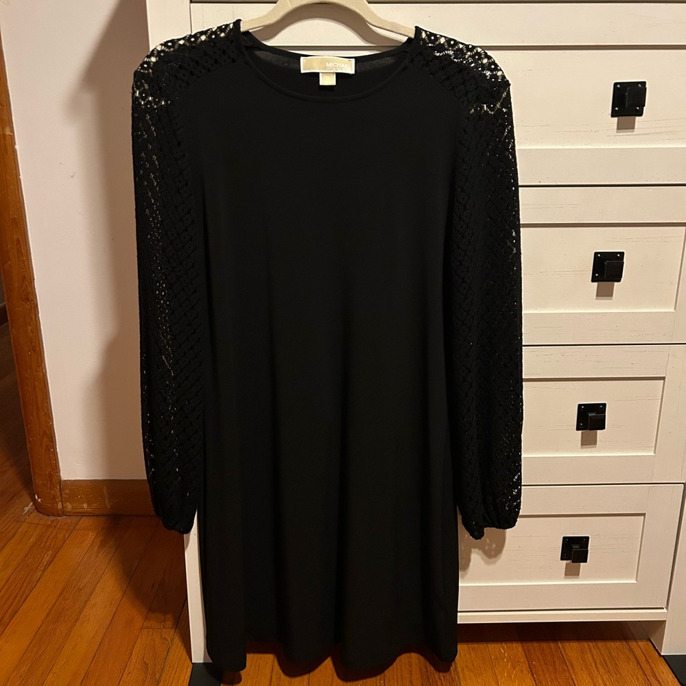 Michael Kors Black Lace-Sleeve Dress